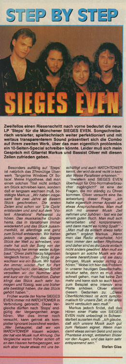 SIEGES EVEN-Artikel aus METAL HAMMER Deutschland 15-16/1990